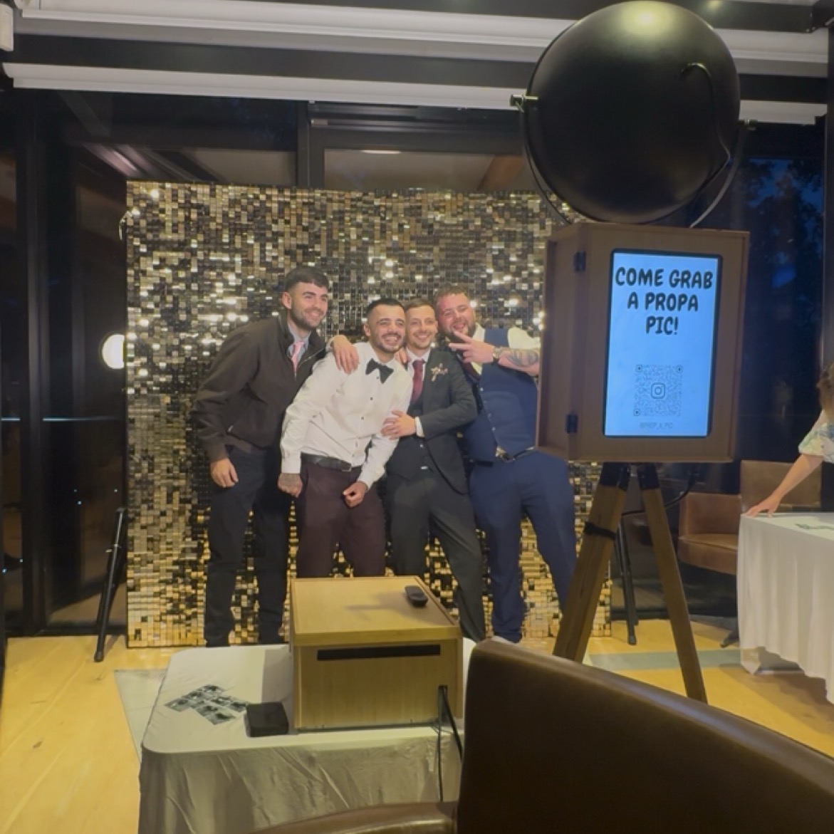 Guests enjoying the Prop A Pic photobooth at Bowcliffe Hall